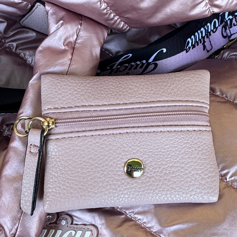Juicy Couture Metallic Rose Quilted Tote Bag Snow Bunny Weekender Bag Luggage Lg - Picture 12 of 14